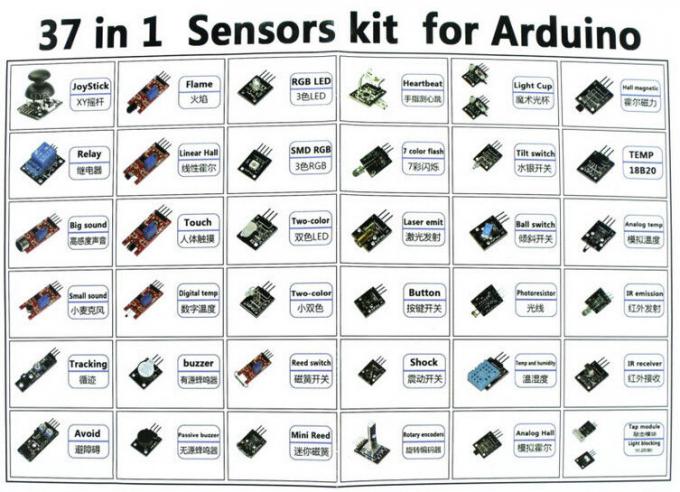 Equipo del arrancador para Arduino DIY que aprende 37 módulos del sensor en un zumbador de la voz pasiva de la retransmisión de la caja 5V
